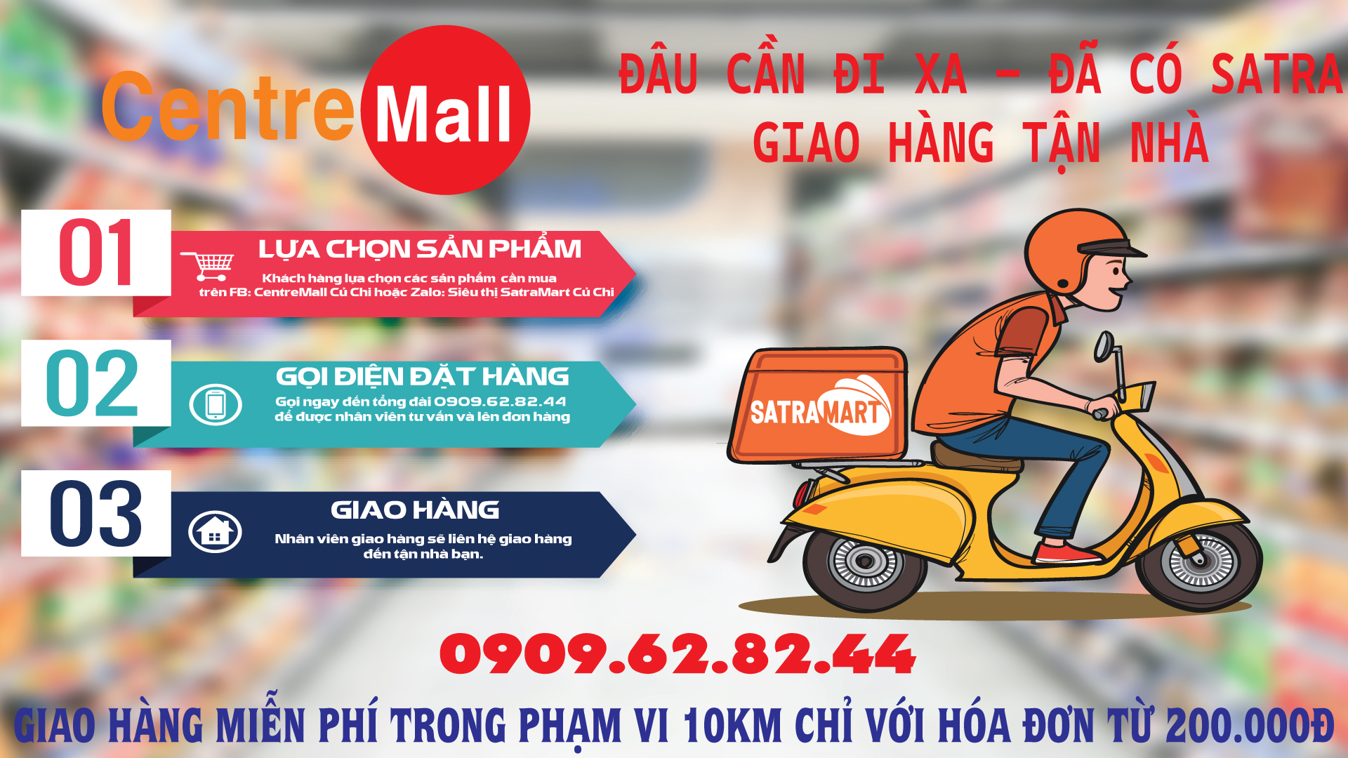 Giao hàng miễn phí trong phạm vi 10km đối với hóa đơn 200 ngàn đồng